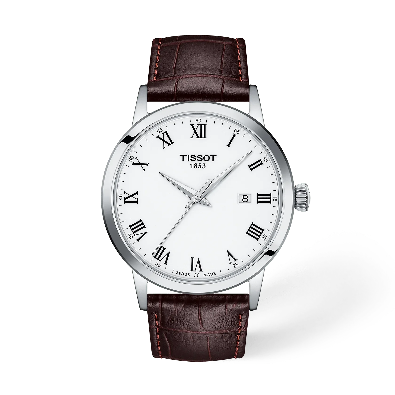 Tissot Classic White Dial Brown Leather Strap Men’s Watch | Elegant Dress Watch