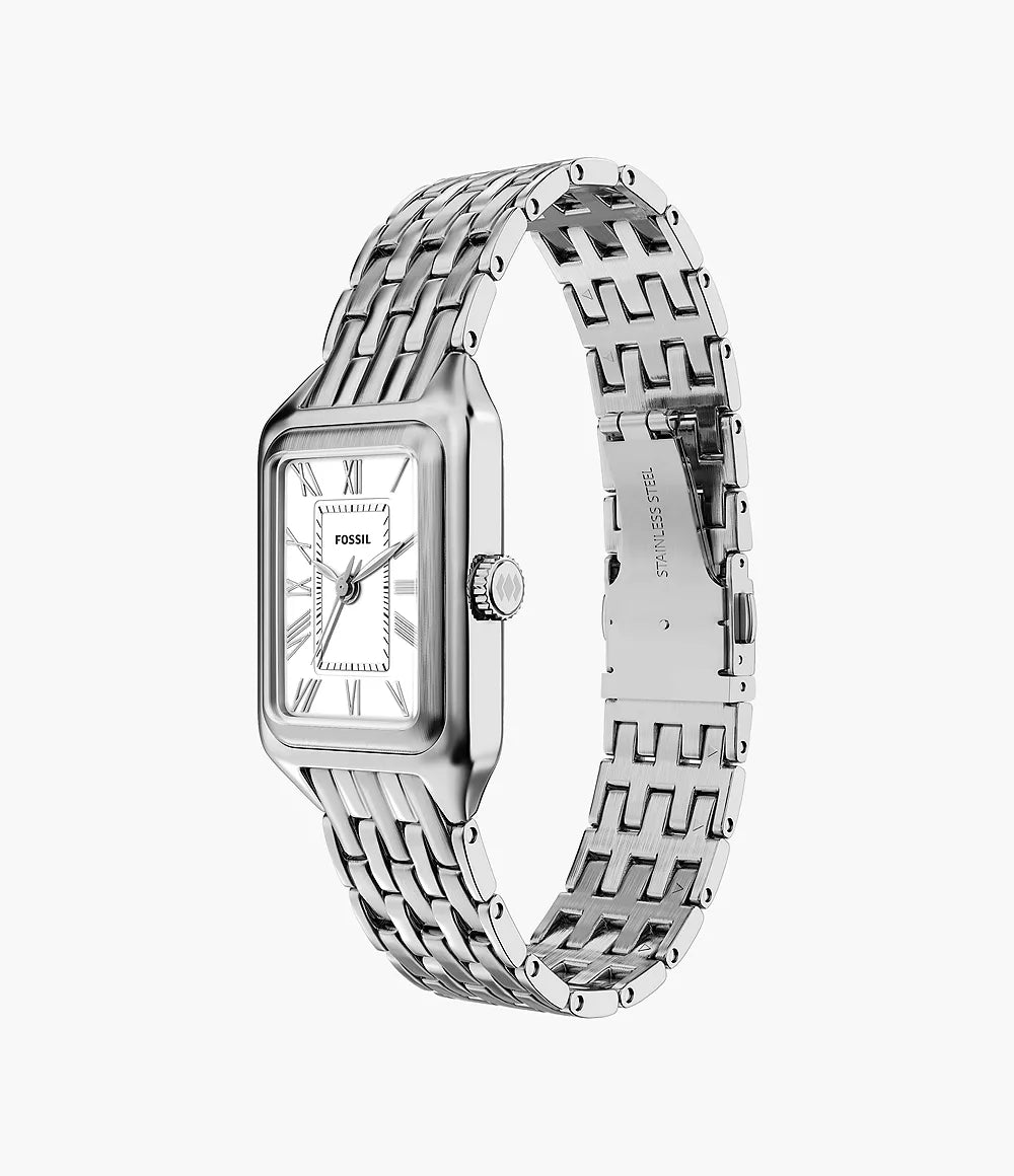 Elegant Silver Rectangular Women’s Watch with Roman Numeral Dial