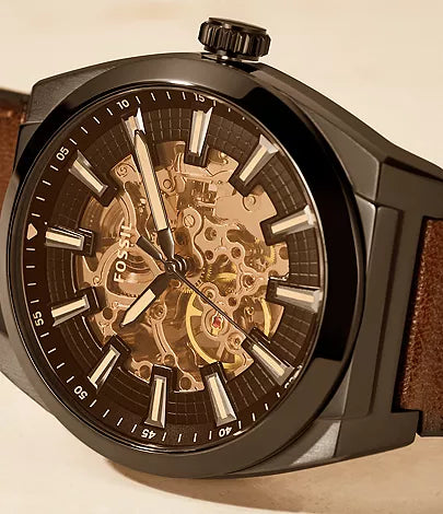 Fossil Brown Leather Skeleton Automatic Men’s Watch