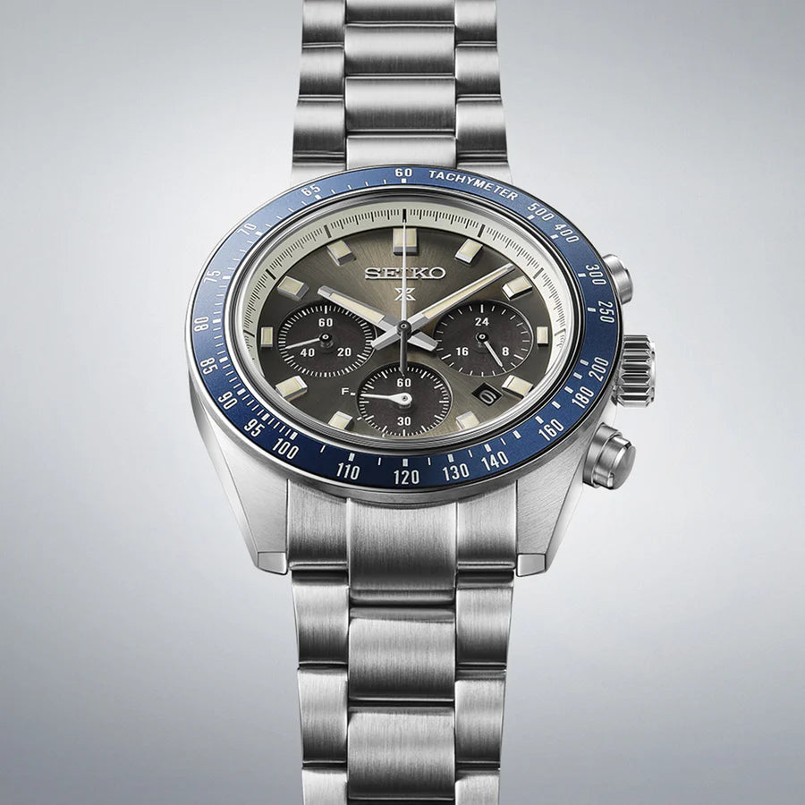 Seiko Prospex Speedtimer Solar Chronograph Men’s Watch Grey Dial Stainless Steel