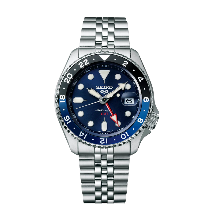 Seiko 5 Sports GMT Blueberry Automatic Men’s Watch Stainless Steel Bracelet