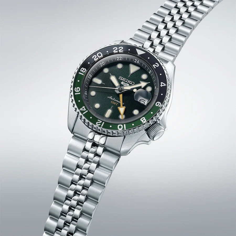 Seiko Style Green GMT Automatic Watch for Men