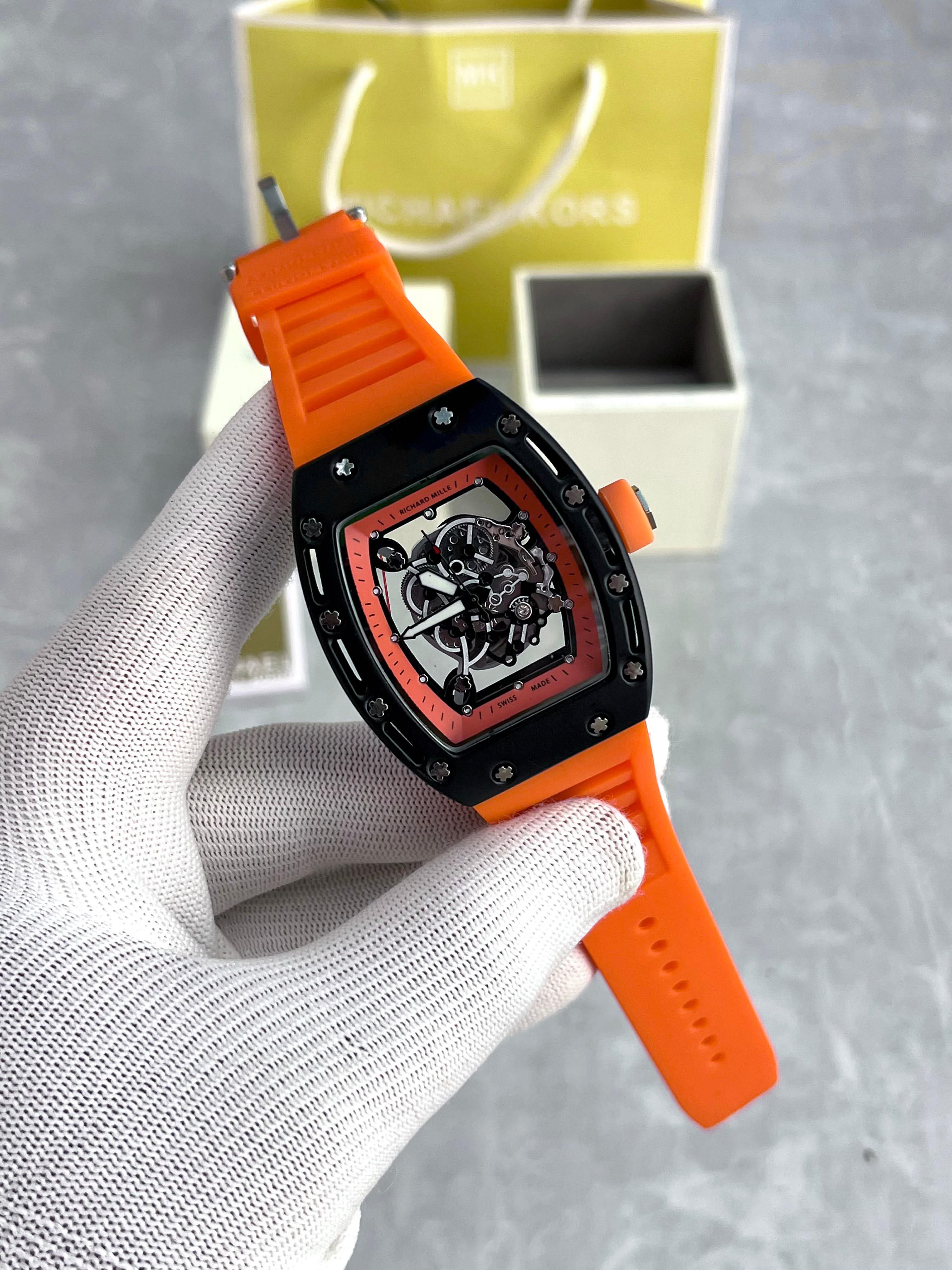 Luxury Orange Skeleton Dial Men's Watch