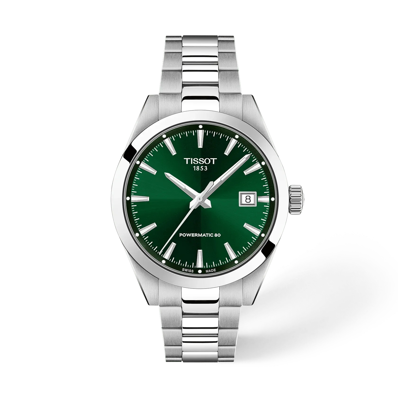 Luxury Swiss Automatic Watch with Green Dial & Steel Bracelet