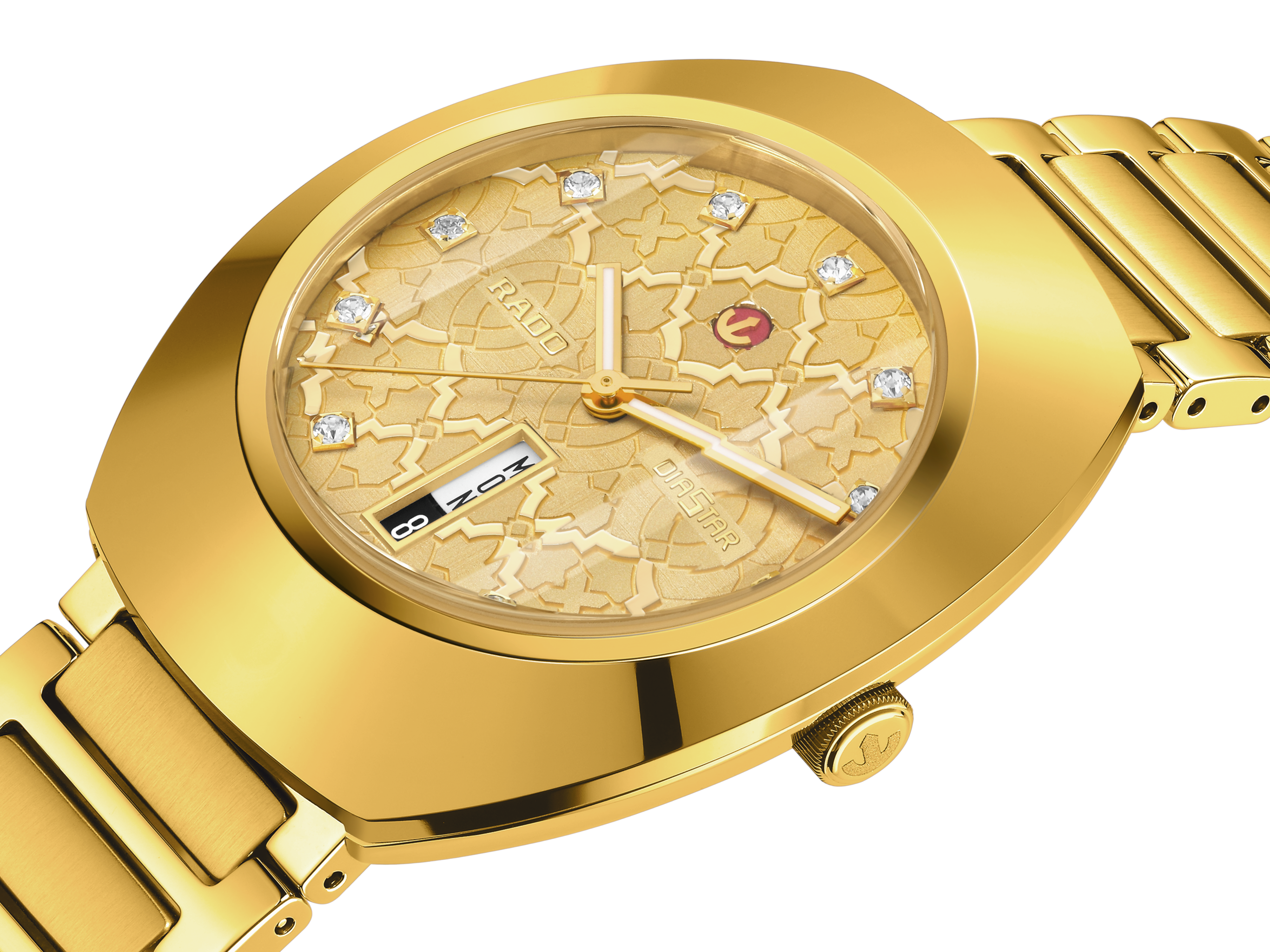 Day-date window at 6 o’clock