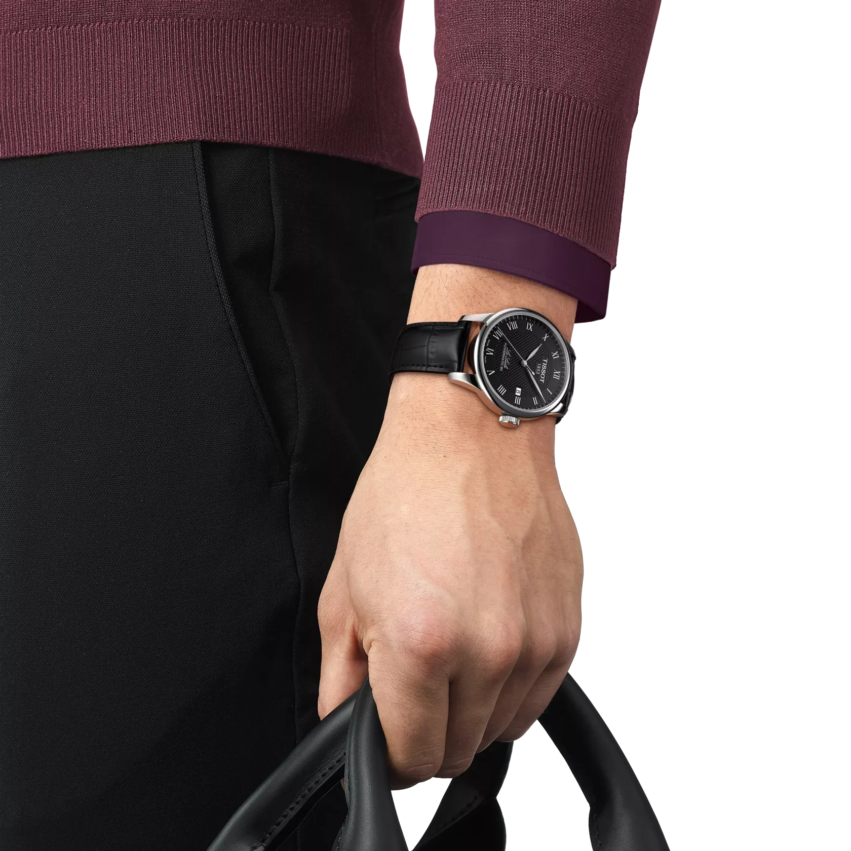Tissot Le Locle Powermatic 80 Black Dial Leather Strap Men’s Automatic Watch