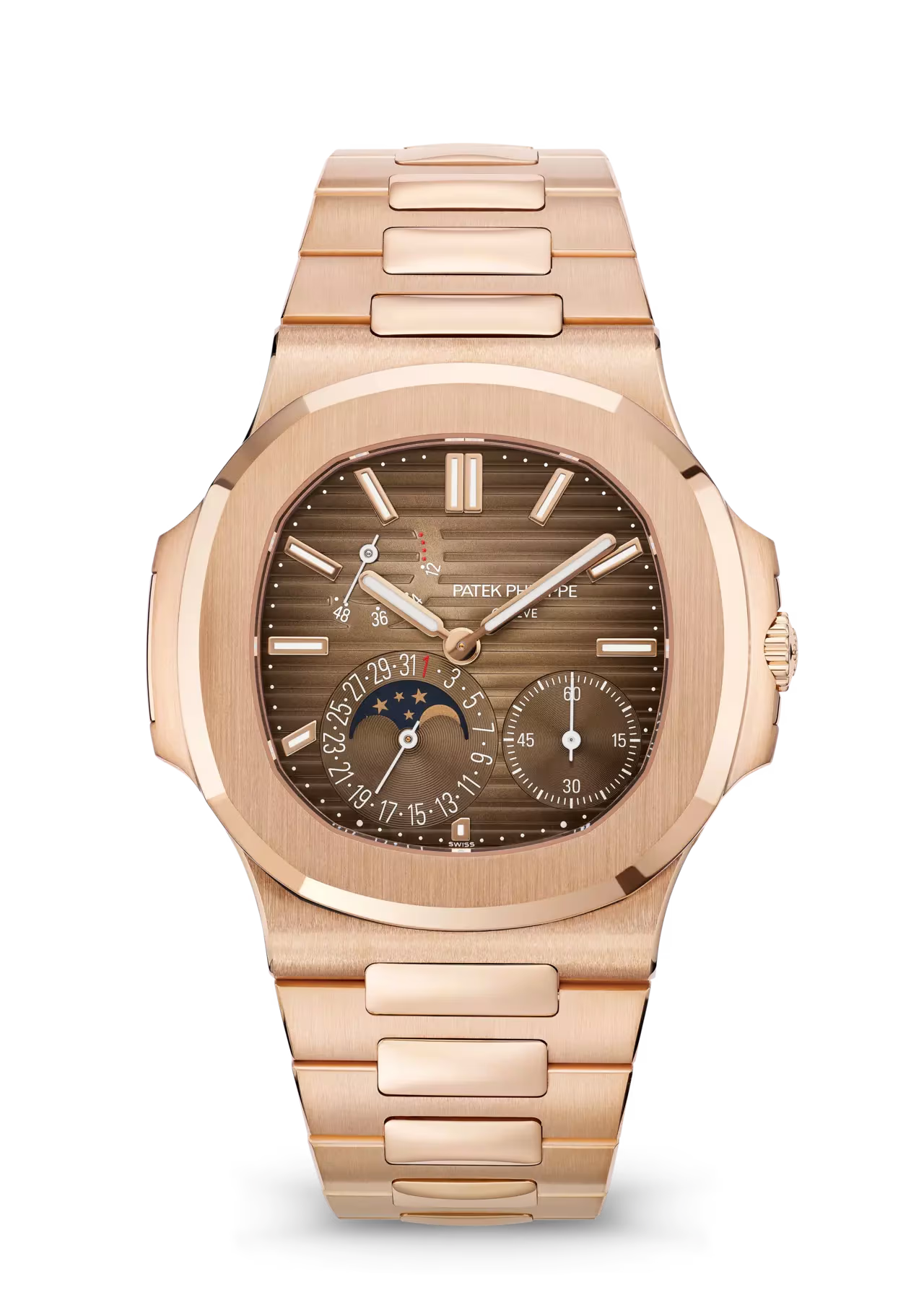 Luxury Rose Gold Men’s Watch with Moon Phase Dial
