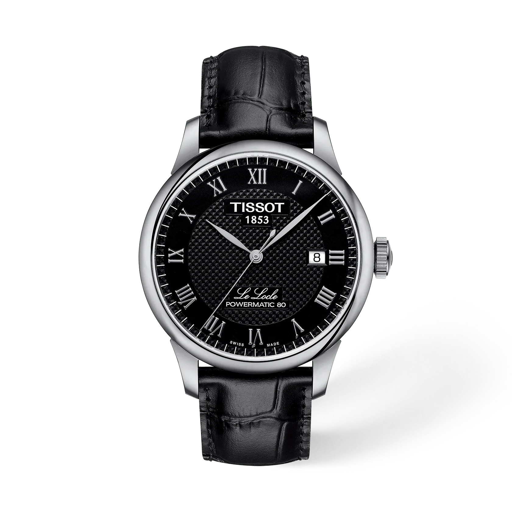 Tissot Le Locle Powermatic 80 Black Dial Leather Strap Men’s Automatic Watch