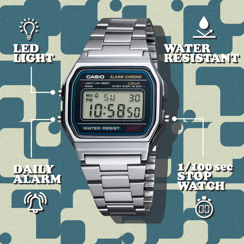 Casio Vintage Digital Silver Stainless Steel Watch