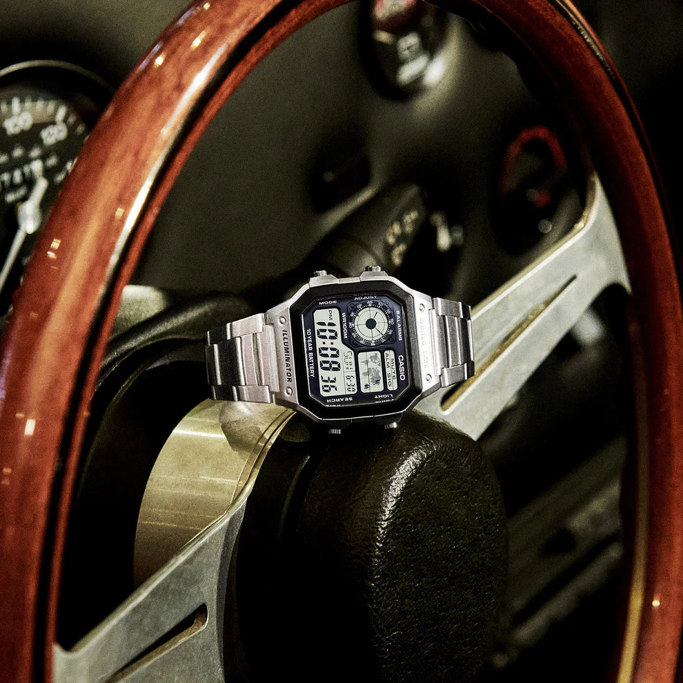 Casio World Time Digital Stainless Steel Watch