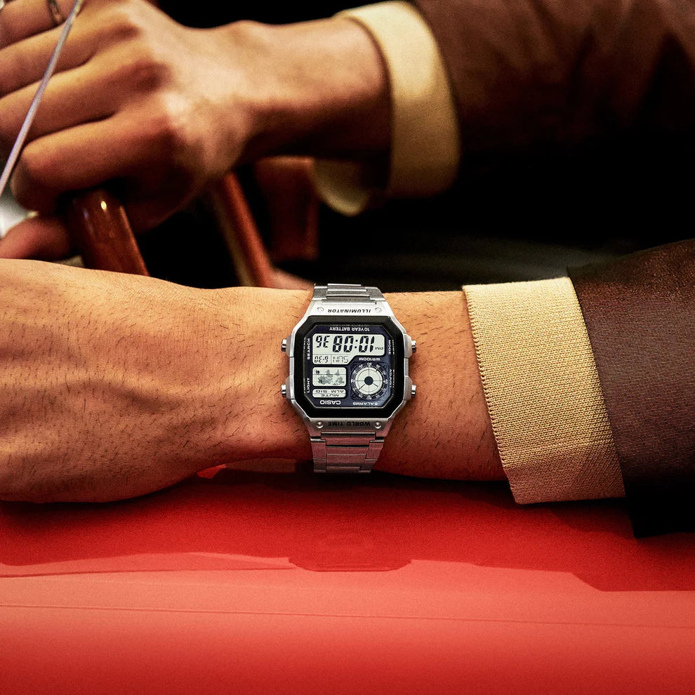 Casio World Time Digital Stainless Steel Watch