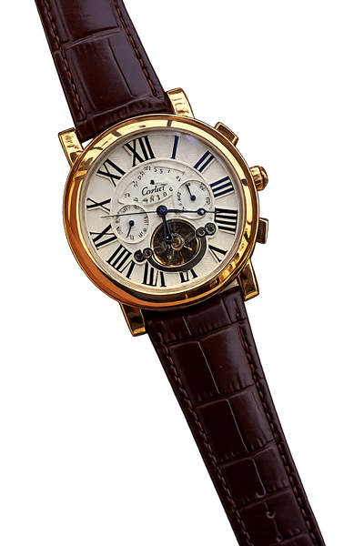 Cartier Automatic White Dial Leather Belt Watch For Men