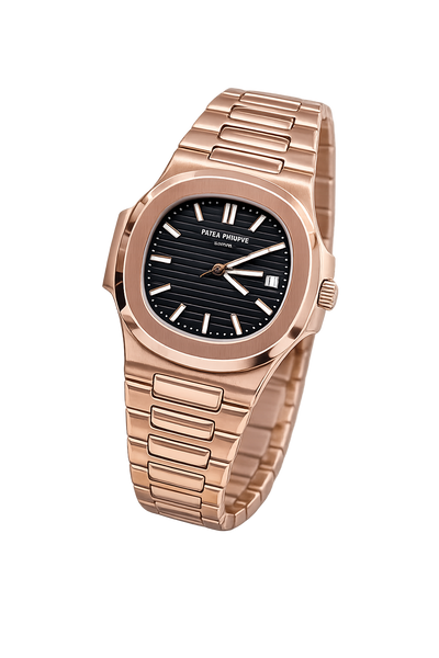Patek Philippe Black Dial Metal Belt Men's Watch