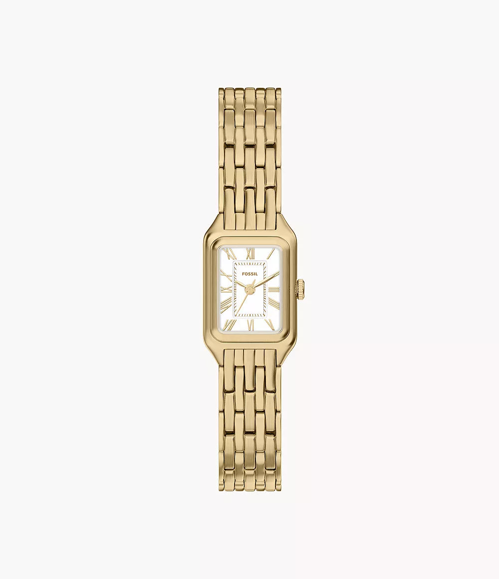 Vintage Gold Tone Rectangular Women’s Watch with Roman Numeral Dial