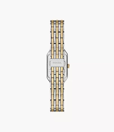 Elegant Two Tone Rectangular Women’s Watch with Roman Numeral Dial