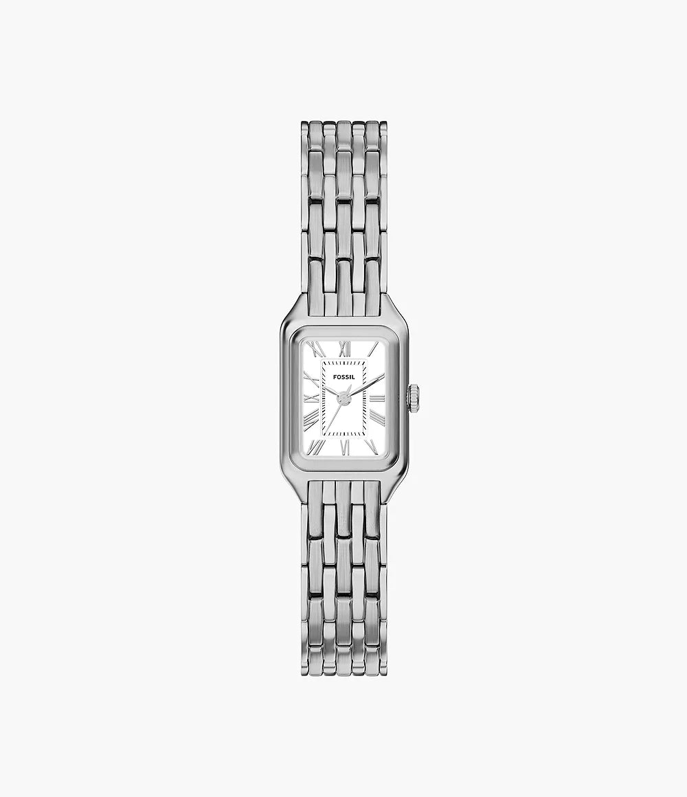 Elegant Silver Rectangular Women’s Watch with Roman Numeral Dial