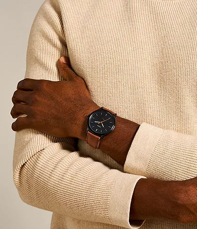 Fossil Black Dial Brown Leather Men’s Watch