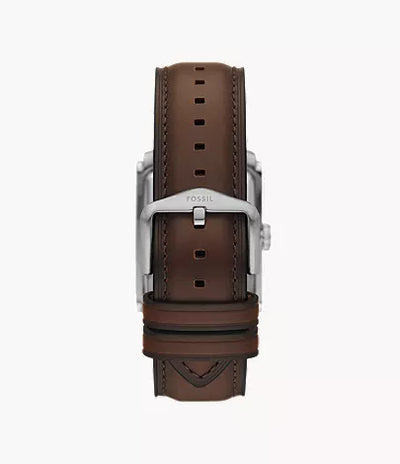 Fossil Silver Rectangular Dial Brown Leather Men’s Watch