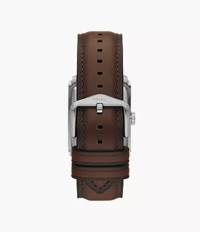 Fossil Silver Rectangular Dial Brown Leather Men’s Watch