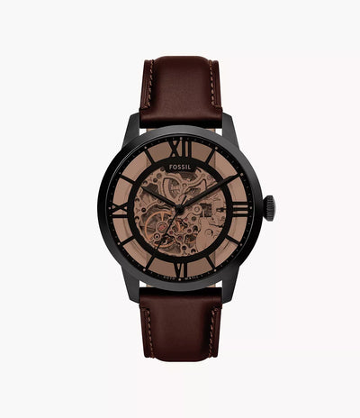 Fossil Brown Leather Automatic Skeleton Men’s Watch