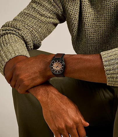 Fossil Brown Leather Skeleton Automatic Men’s Watch