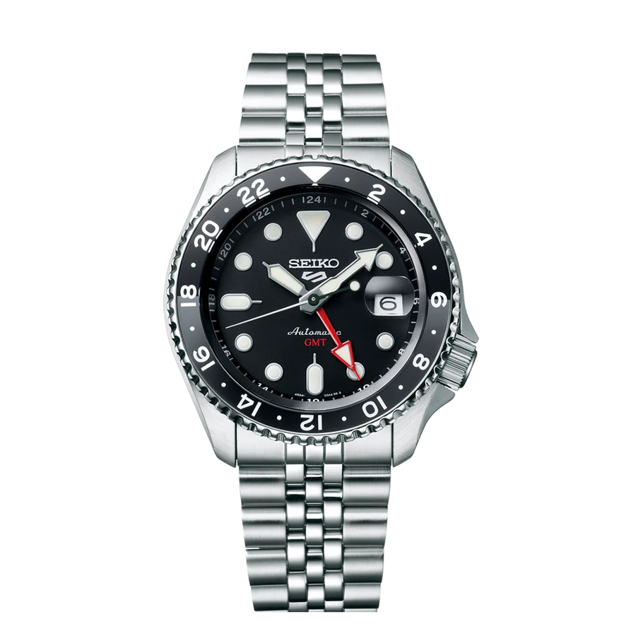 Seiko 5 Sports GMT Black Dial Automatic Men’s Watch Stainless Steel Bracelet