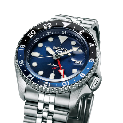 Seiko 5 Sports GMT Blueberry Automatic Men’s Watch Stainless Steel Bracelet