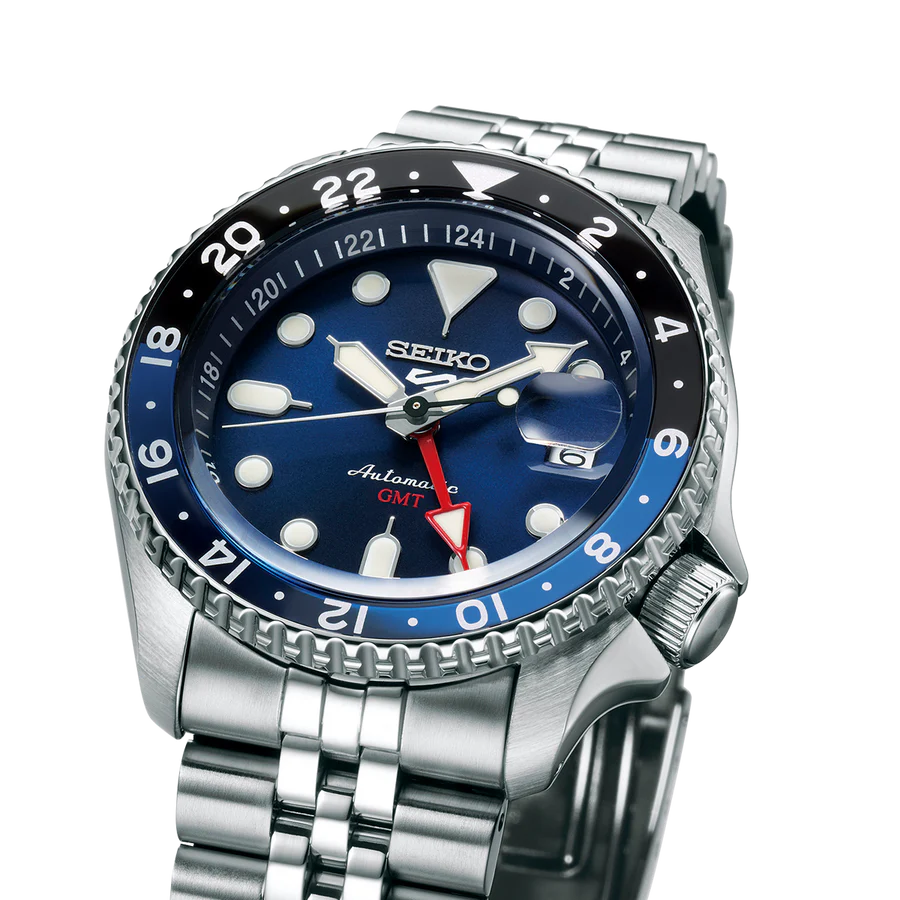 Seiko 5 Sports GMT Blueberry Automatic Men’s Watch Stainless Steel Bracelet