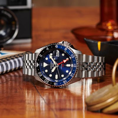 Seiko 5 Sports GMT Blueberry Automatic Men’s Watch Stainless Steel Bracelet