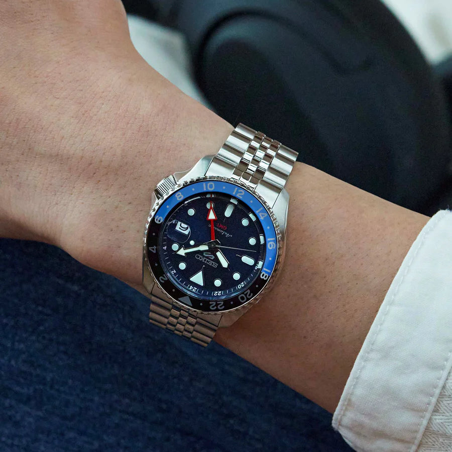 Seiko 5 Sports GMT Blueberry Automatic Men’s Watch Stainless Steel Bracelet