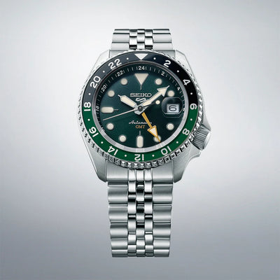 Seiko Style Green GMT Automatic Watch for Men