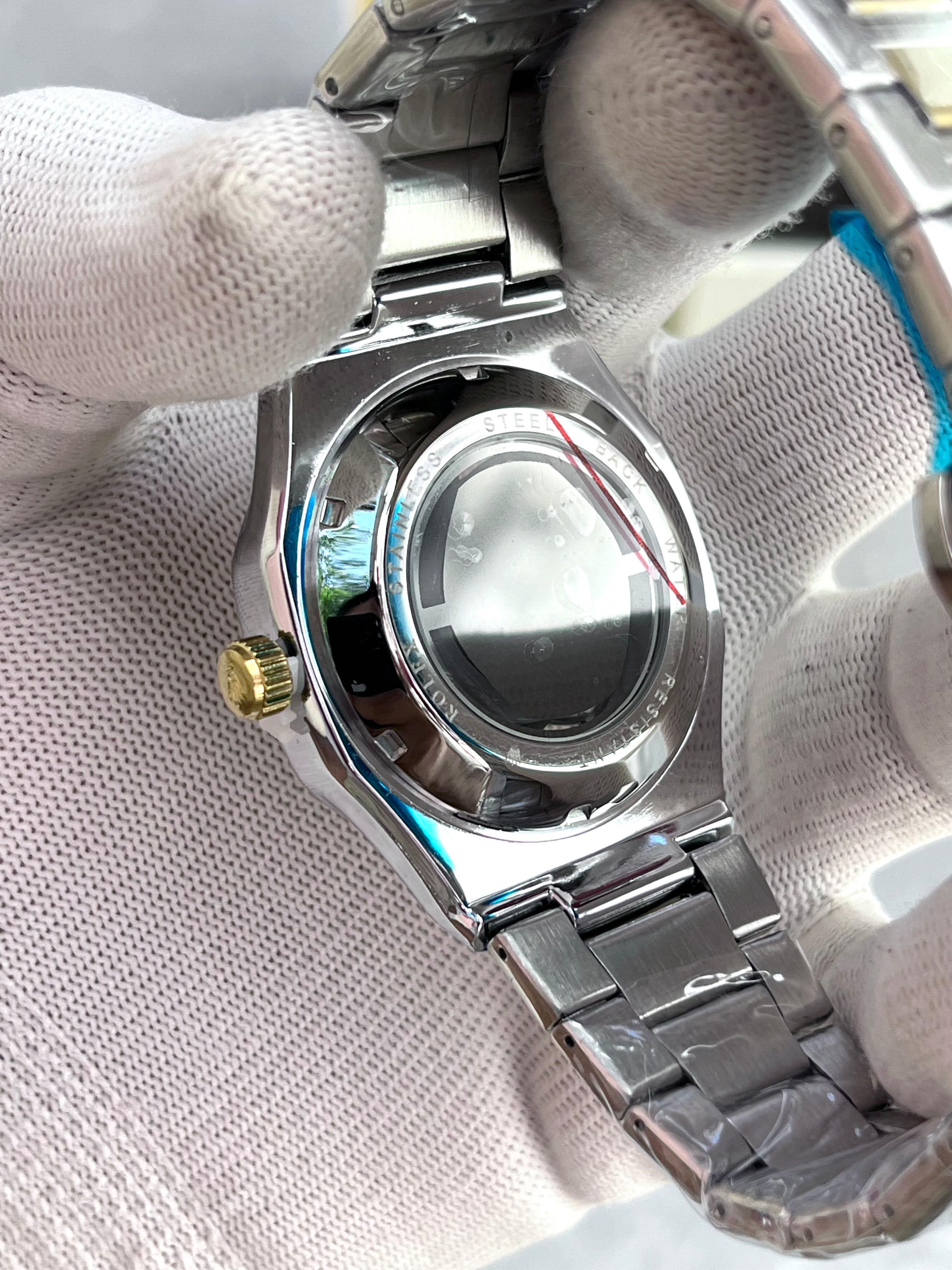 Luxury Gold & Silver Skeleton Dial Men's Watch