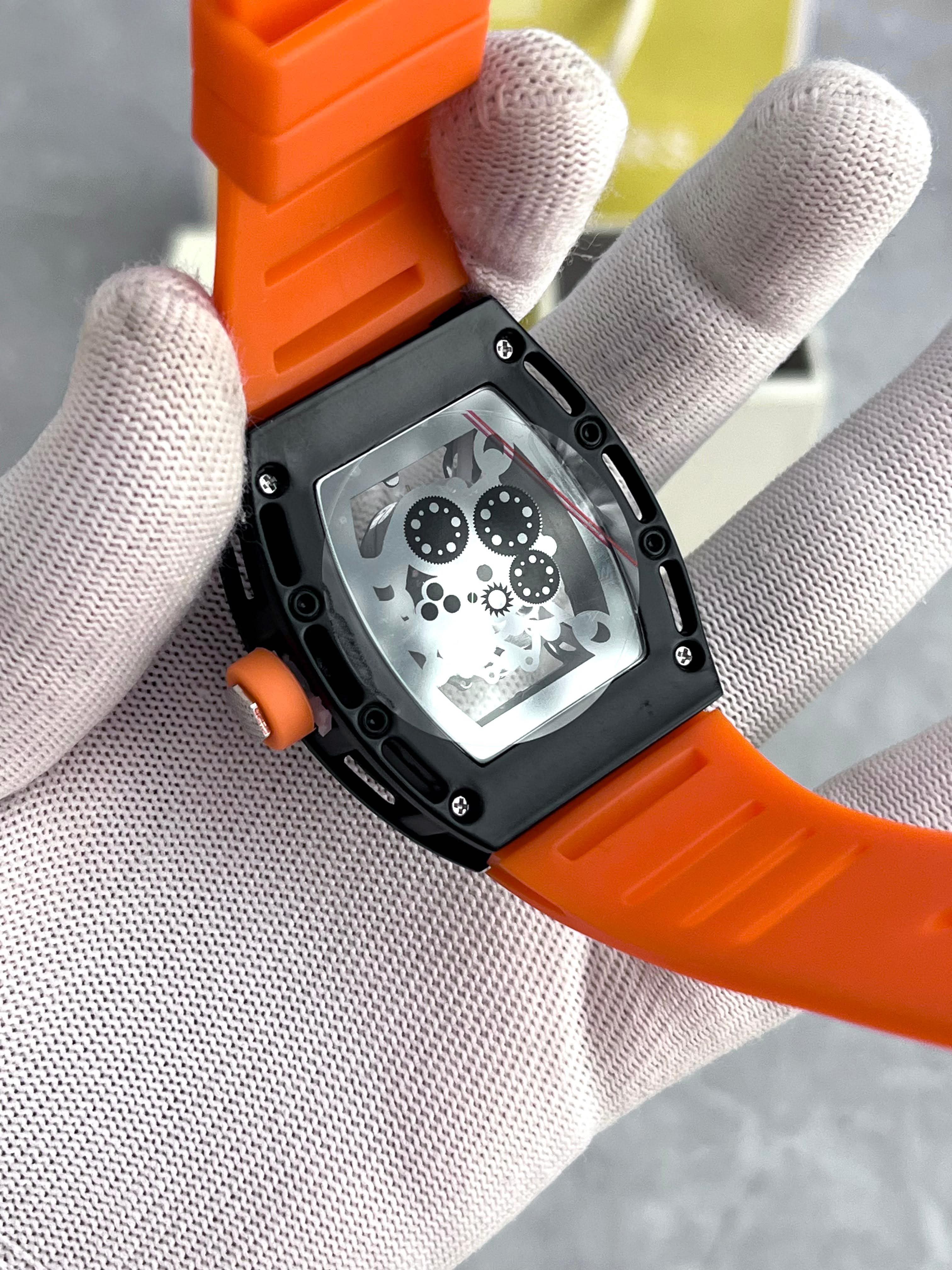 Luxury Orange Skeleton Dial Men's Watch