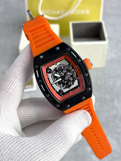 Luxury Orange Skeleton Dial Men's Watch