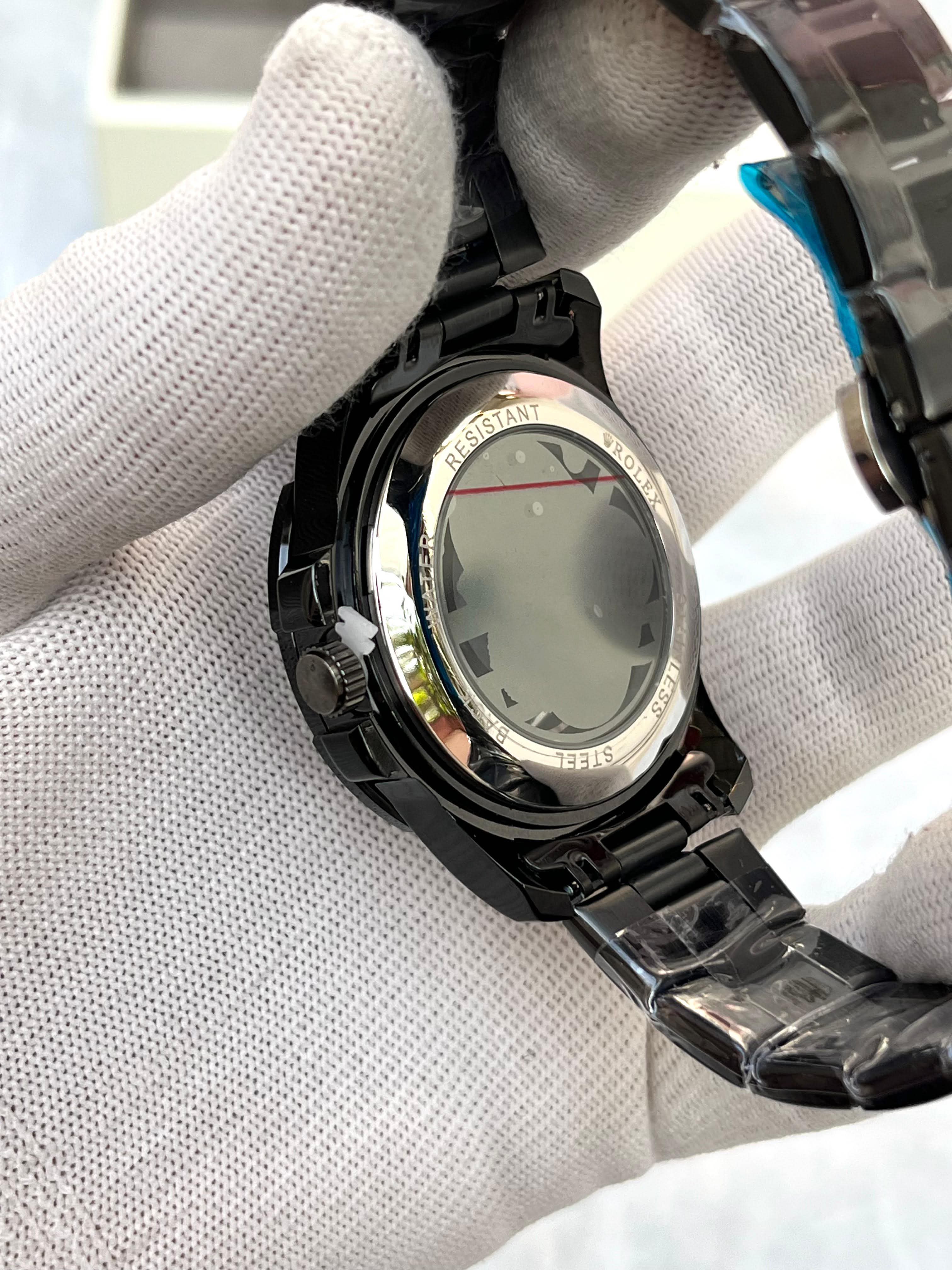 Rolex Black Skeleton Dial Luxury Watch with Stainless Steel Bracelet