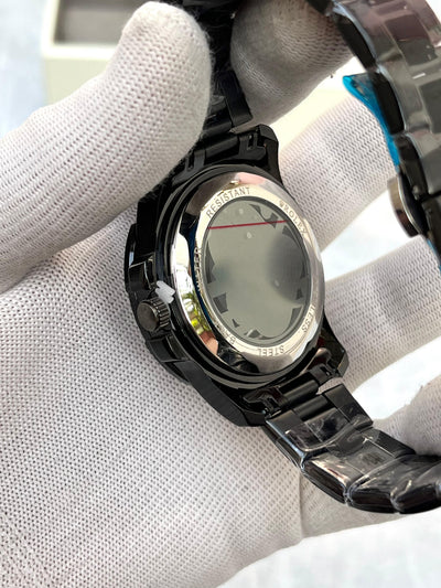 Rolex Black Skeleton Dial Luxury Watch with Stainless Steel Bracelet