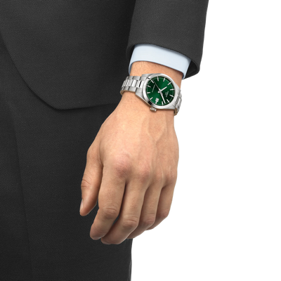 Luxury Swiss Automatic Watch with Green Dial & Steel Bracelet