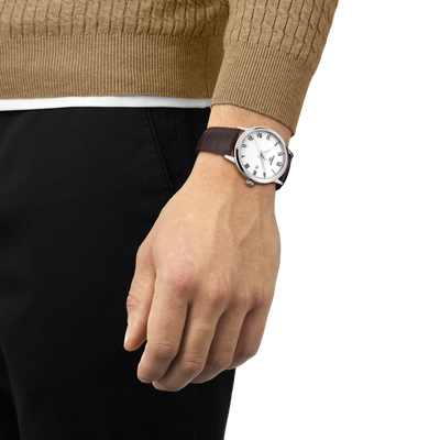 Tissot Classic White Dial Brown Leather Strap Men’s Watch | Elegant Dress Watch