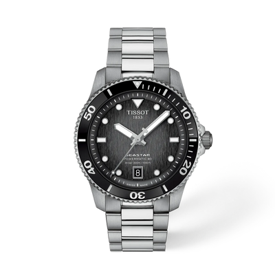 Tissot Seastar Powermatic 80 Black Dial Stainless Steel Men’s Diver Automatic Watch